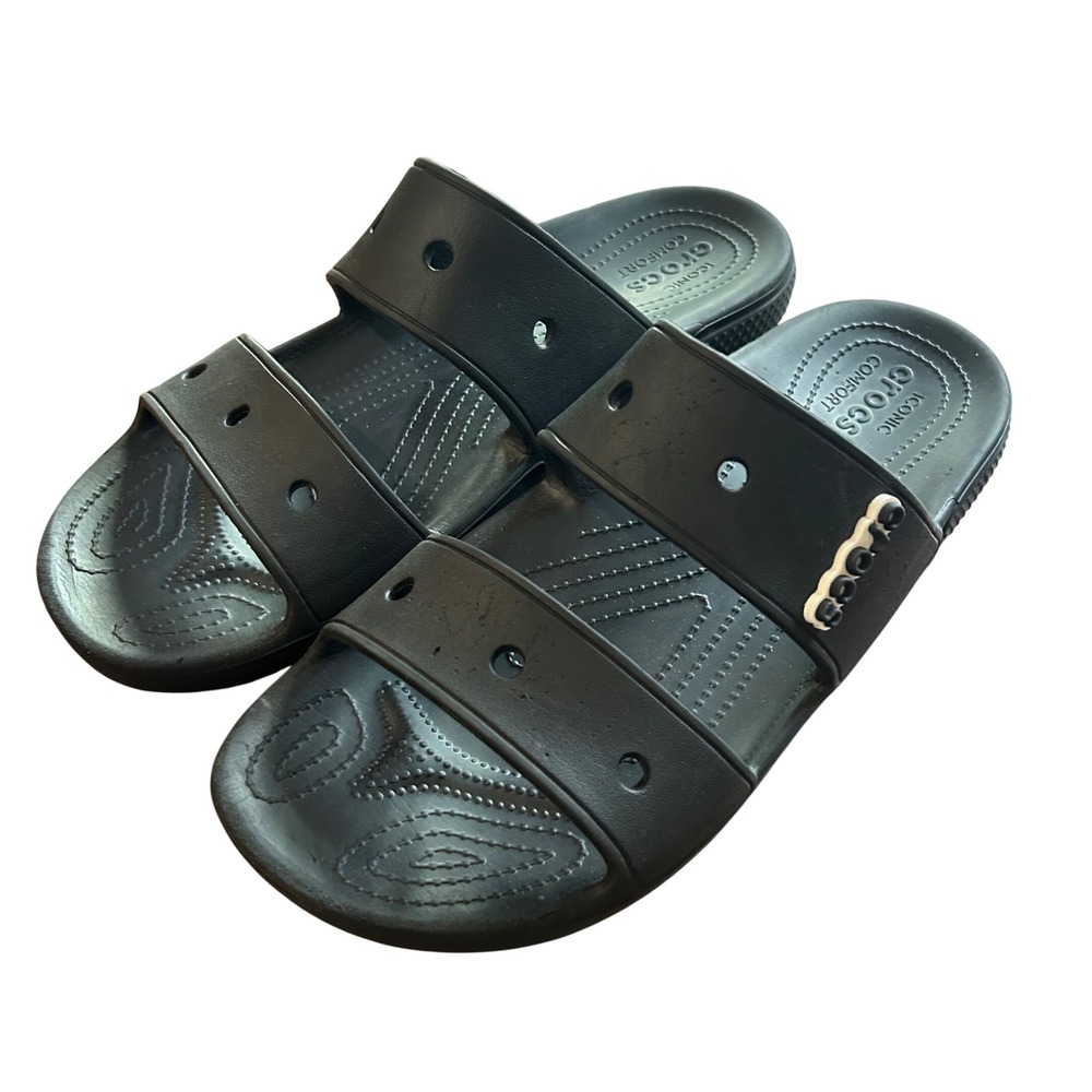 Crocs Classic Sandal Men's M13 Black Two Strap Slide Sandals